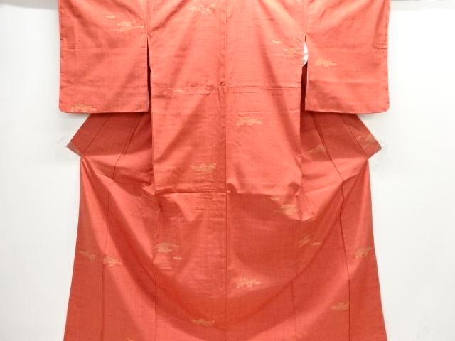 霞模様織り出し手織り紬着物